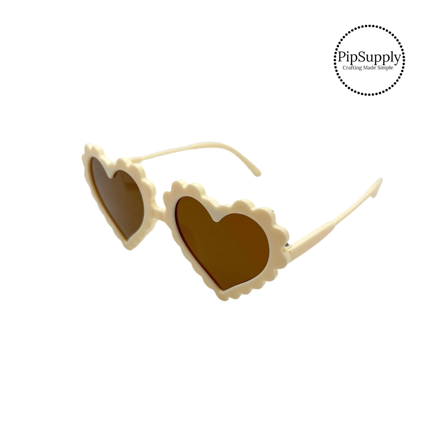 Cream Scalloped Heart Kid Sunglasses