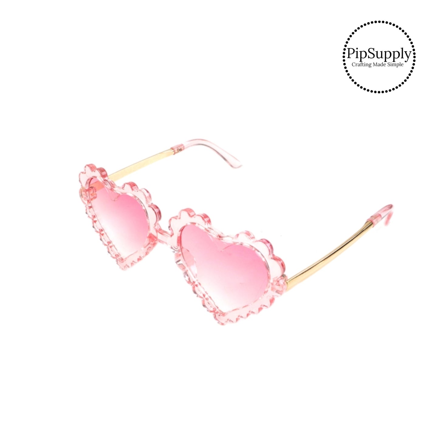 Pink Transparent Scalloped Heart Kid Sunglasses