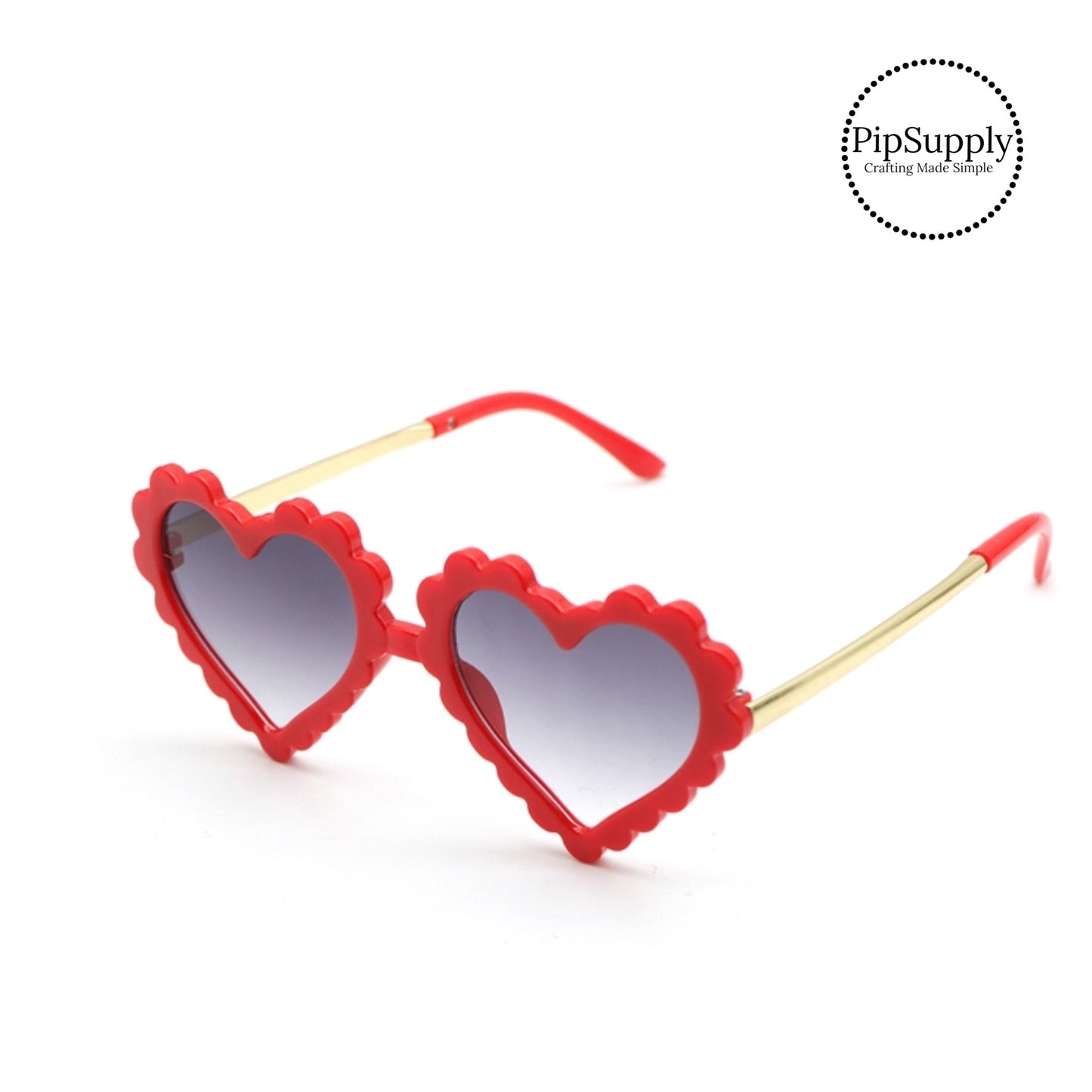 Red Scalloped Heart Kid Sunglasses